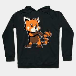 Cartoon red panda playing flute Hoodie